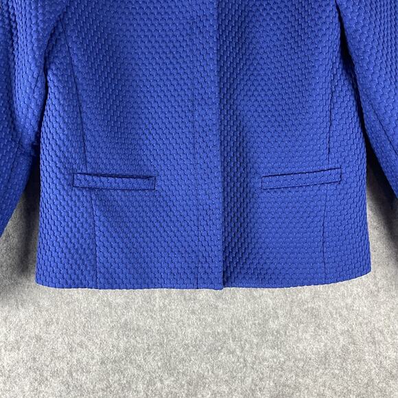 J Crew Portfolio Blazer Jacket Womens 4 Blue Matelasse Stretch Textured Classic - Picture 3 of 15